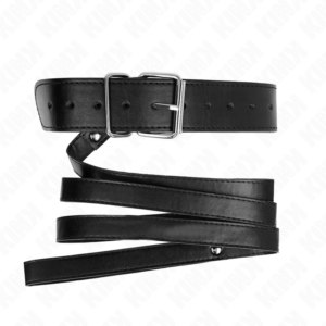 Svart KINK halsband med koppel för bondage och lek, 8 cm brett