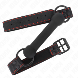 Svart KINK Bone Gag mundbyte med benformad bitdel och justerbar leatherette-rem