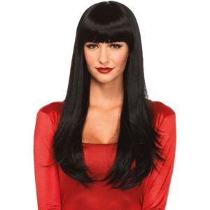 Långhårig svart peruk Bangin Long Straight — elegant straight-stil för cross-dressing
