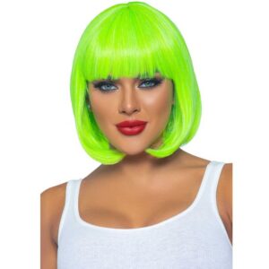 Fluorescent grön Bob Wig-peruk med intensiv neon-effekt och klassisk bob-frisyr