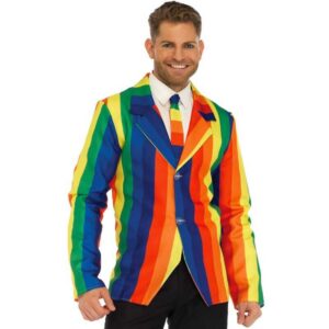 Rainbow Blazer set i storlek S med färgrik design och matchande slips