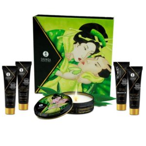 Sensuell wellness kit med grönt tè-aroma i presentförpackning för par