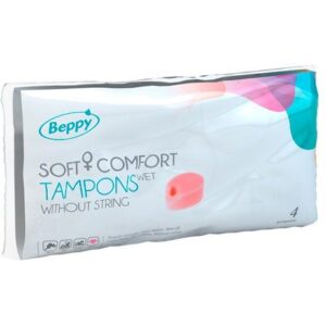Förpackning av Beppy Soft Comfort Wet trådlösa tamponger, 4 stycken.