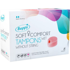 Beppy Soft Comfort Wet tamponger — fuktiga diskreta enheter med glidgel för menstruation