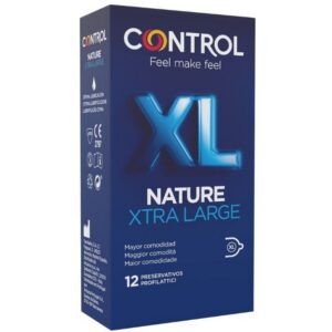 Paket med Nature Xtra Large XL-kondomer i transparent naturlatex