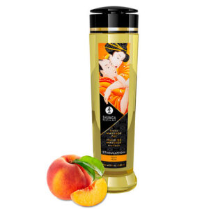Shunga Stimulation massageolja 240 ml flaska med persikodoft