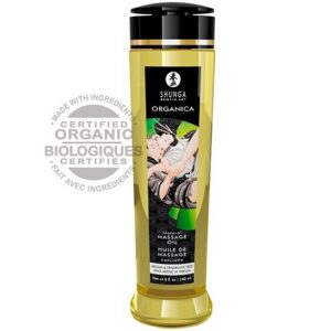 Flaska med Kissable Massage Oil Organica 240 ml — silkeslen massageolja med naturlig formel