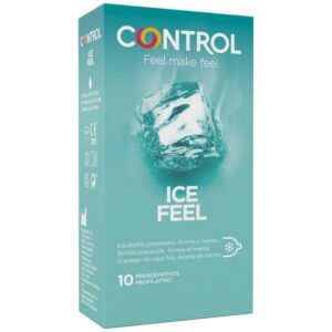 Control Ice Feel latexkondomer i grönt förpackning med kylande minteffekt