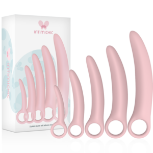 Intimichic vaginadilator-set med fem silikon-dilatorer i gradvis storlek