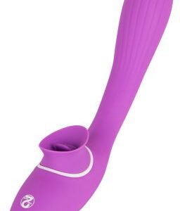 Böjbar vibrator med två motorer och vibrerande tunga i silikon, 22 cm