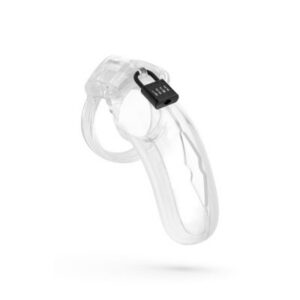 Lockdown Chastity Cage Large transparent kyskhetsbur för bondagelek