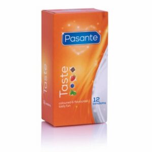 Taste Condoms smaksatta kondomer i förpackning, 12-pack med fruktiga och chokladsmaker
