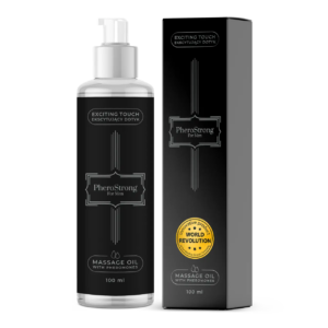 Flaska PheroStrong Massage Oil Men — 100 ml massageolja med feromondoft