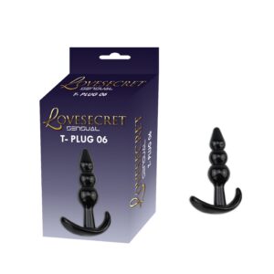 Kompakt analplugg T-Plug 08 i svart TPE-material, 9 cm lång