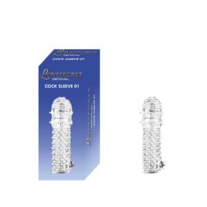 Transparent LS37 penissleeve med ribbor och knottror i TPE