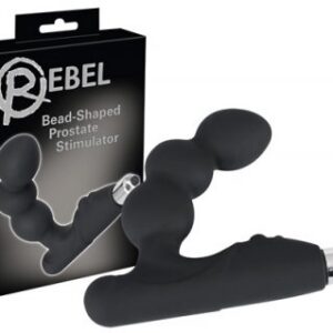 Rebel Bead-Shaped Prostatamassör i svart silikon med tre kullor längs skaftet