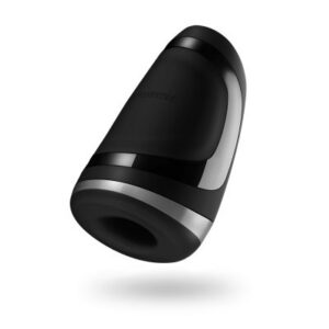 Satisfyer Men värmande penisstimulator i svart och grå färg med ergonomisk design