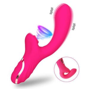 Rosa rabbitvibrator med 2-i-1 sugfunktion och vibration för klitoris- och G-punktstimulans