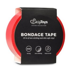Röd bondage-tejp på rulle, 20 meter elastisk material för BDSM