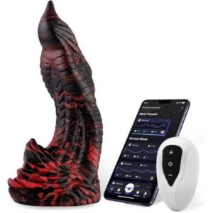 Wildolo Appstyrd Dildo 22 cm i röd-svart färg med appstyrning